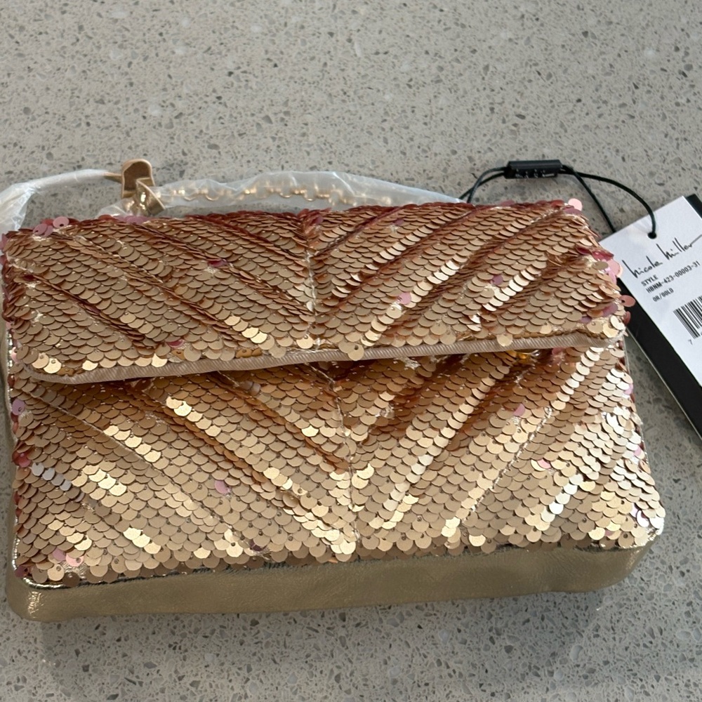 Elegant Sequin Clutch - Gold